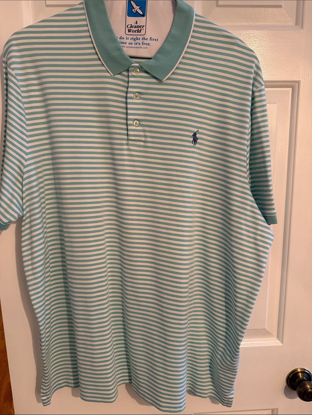 Ralph Lauren Seafoam & White Striped Polo Shirt